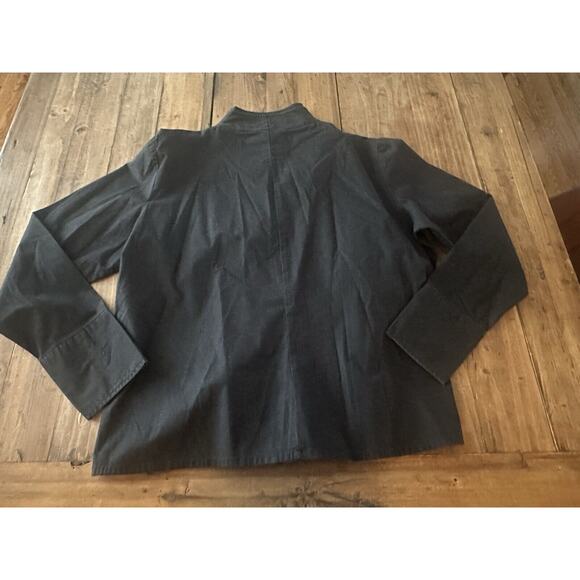 Soft Surroundings Black Button Shirt Size Large Stretch Double Collar - Picture 9 of 13